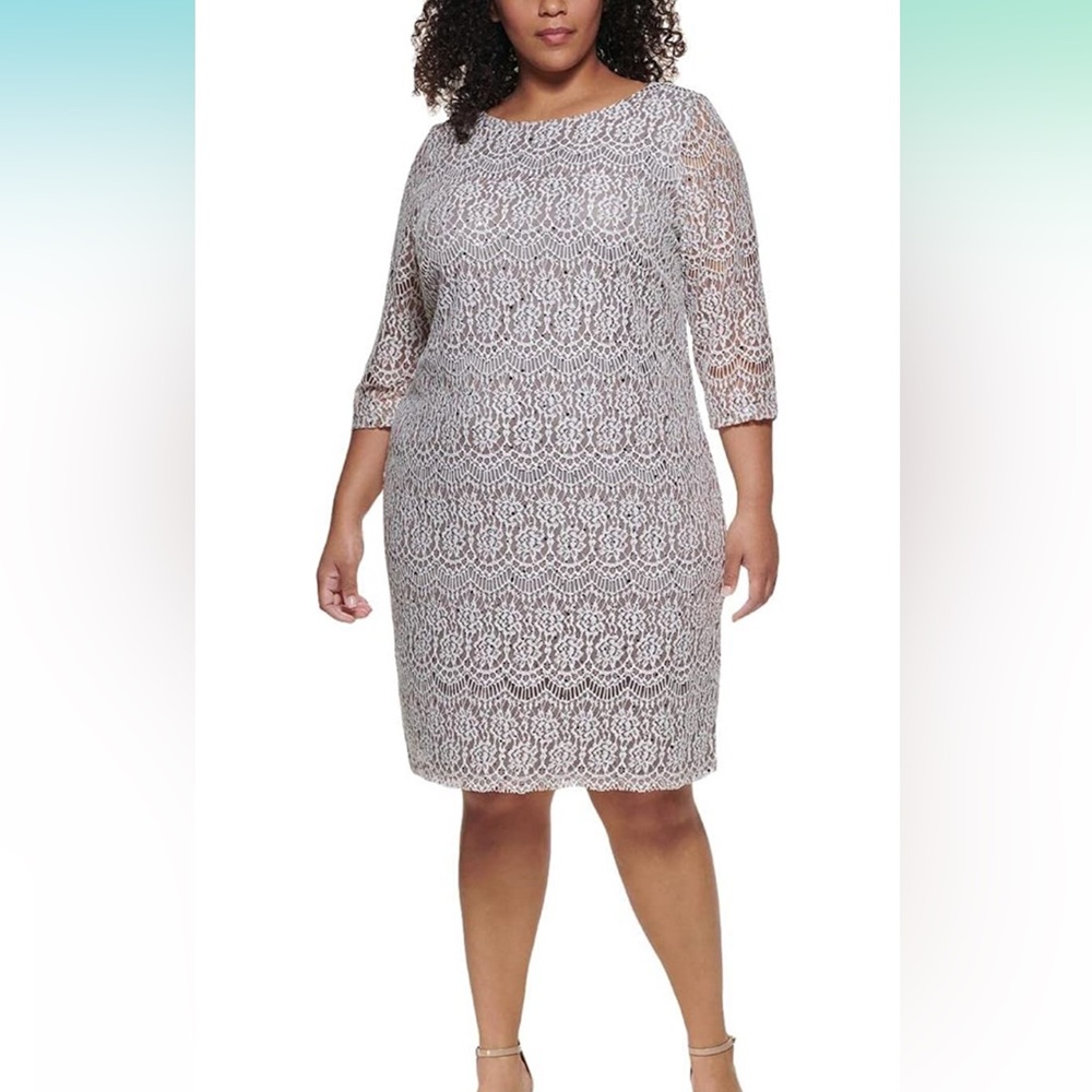 Jessica Howard plus lace sequin sheath 14W